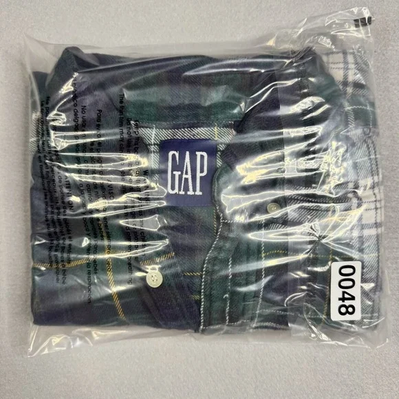 Gap Mens Large Plaid Color Block Flannel Shirt Organic Cotton Y2K VTG Blue/Green - Picture 10 of 10